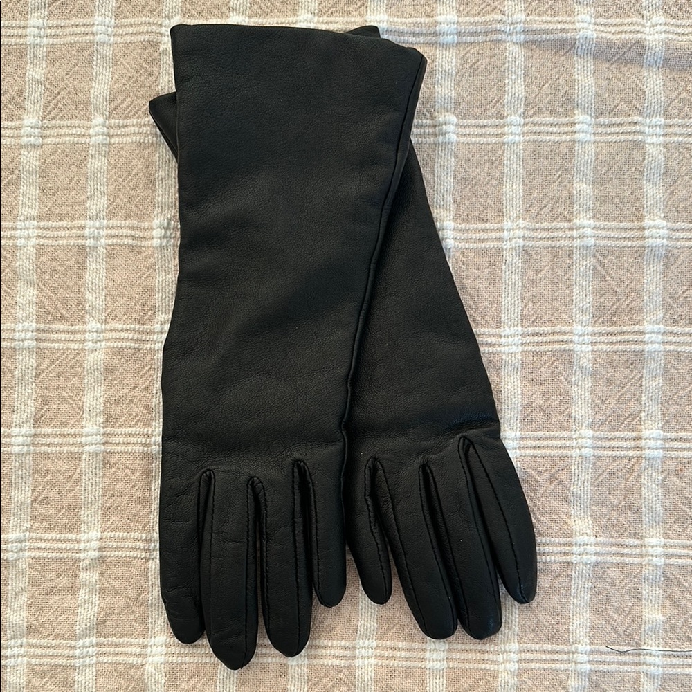 Black Leather/cashmere Gloves for Women